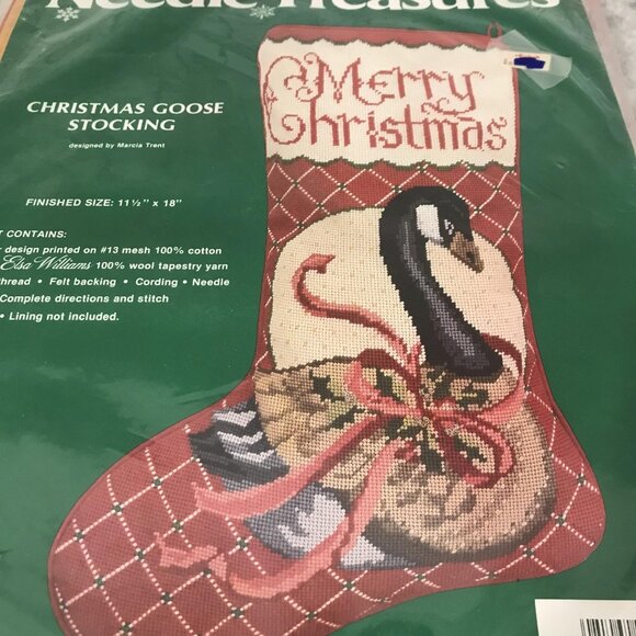 Needle Treasures Needlepoint Christmas Goose Stocking Kit 11.5x18 USA Sealed - Picture 2 of 5